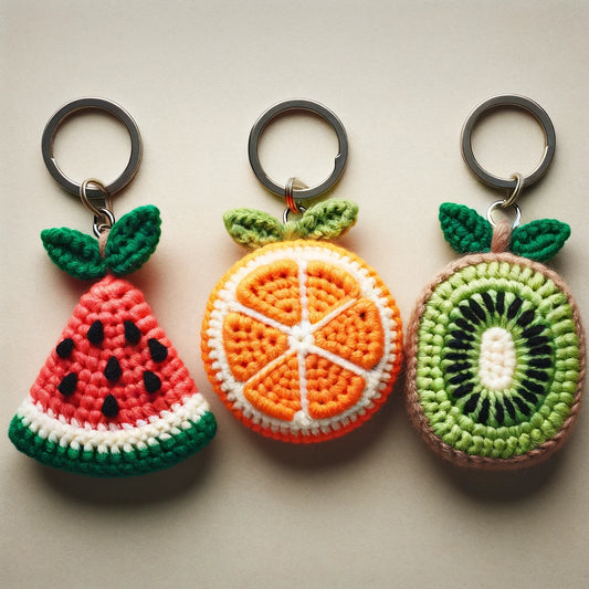 fruit-themed crochet keychains