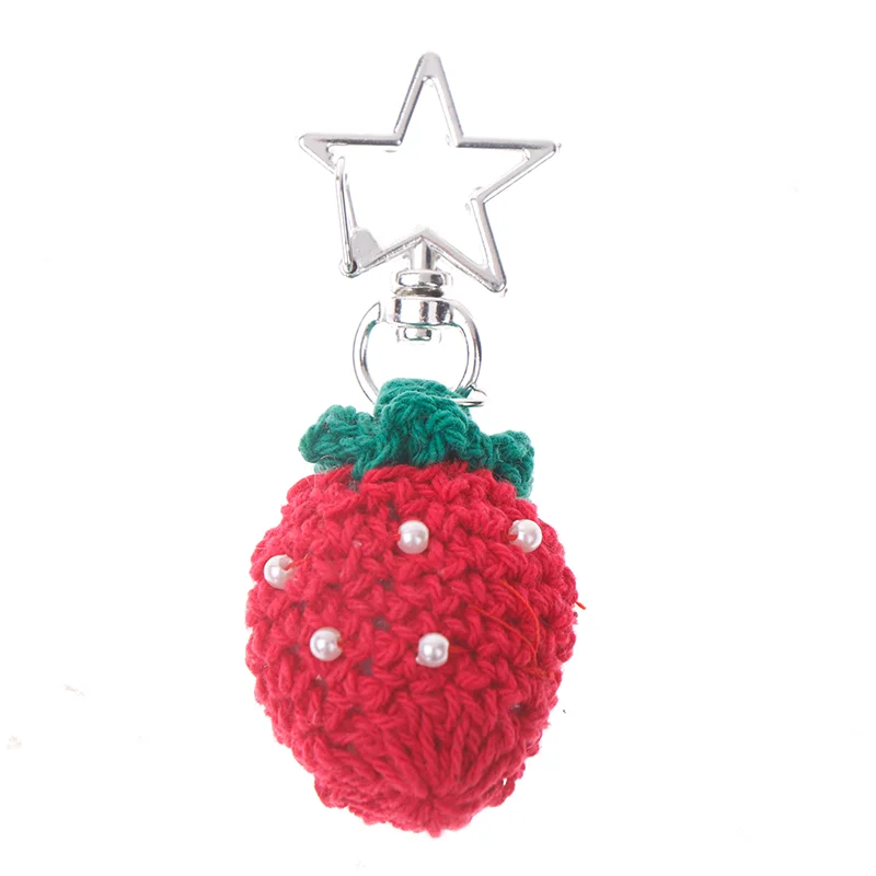Cute Handmade Knitted Love Pearls Flowers  Keychain