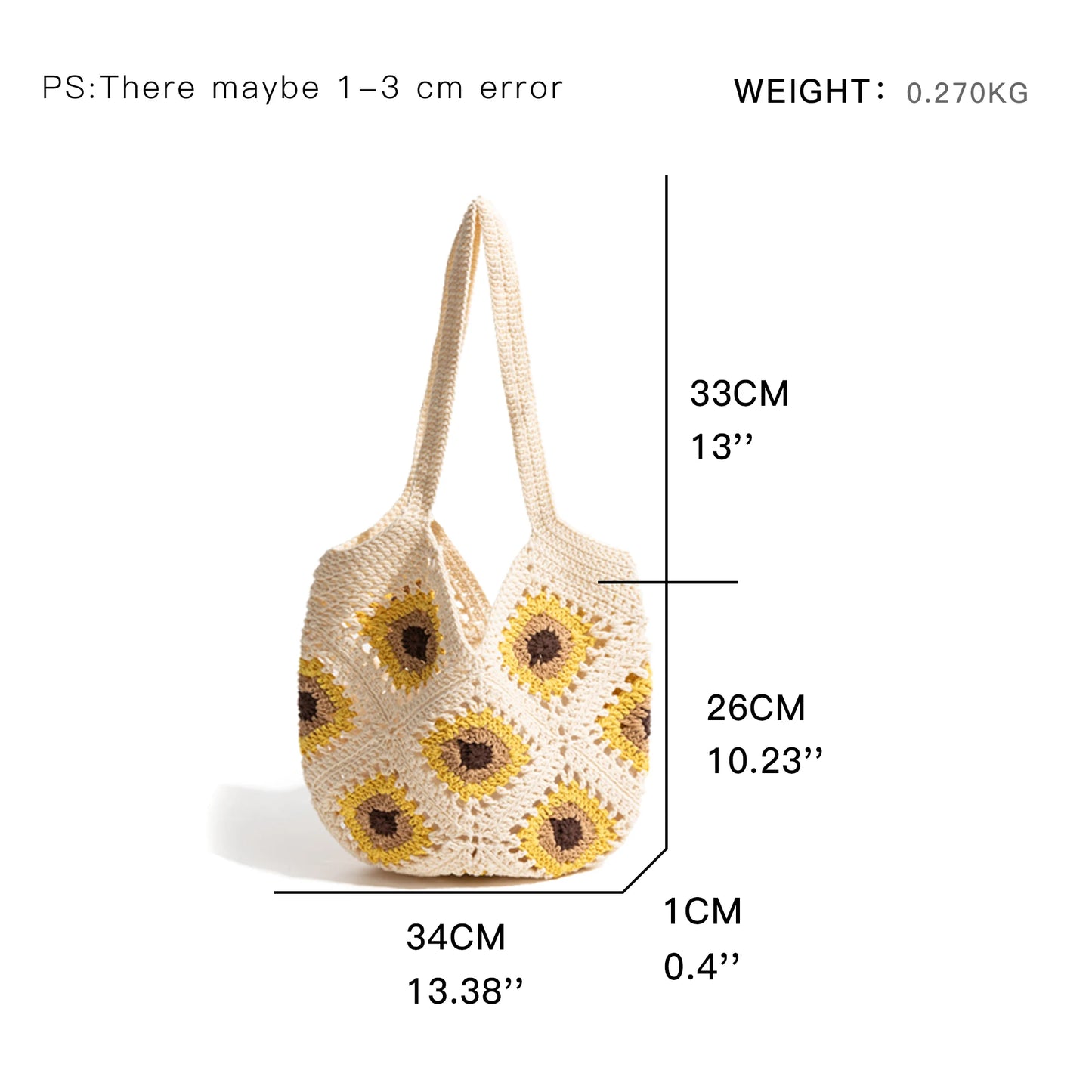 Sunflower Crochet Cotton Handbag