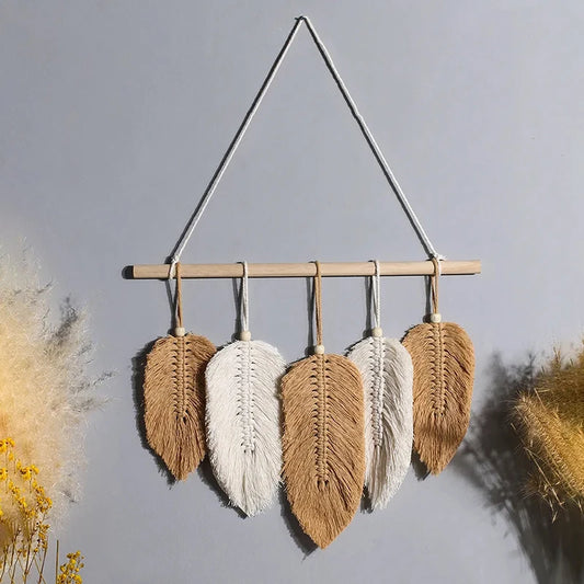 New Hand-Woven Leaf Shape Tapestry Macrame