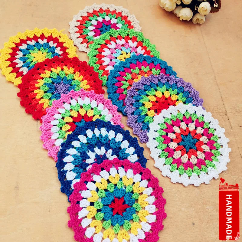 Crochet Rainbow Color Matching Dinner Coaster