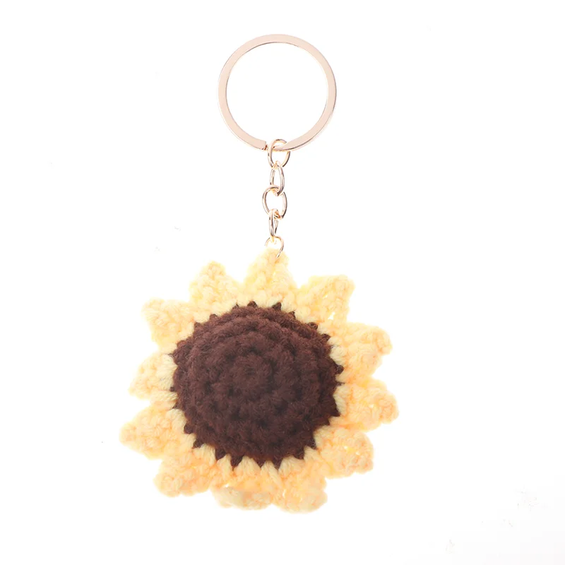 Cute Handmade Knitted Love Pearls Flowers  Keychain