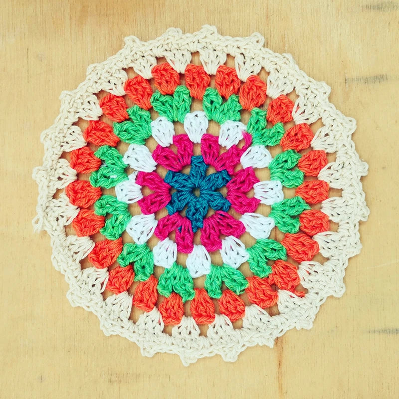 Crochet Rainbow Color Matching Dinner Coaster