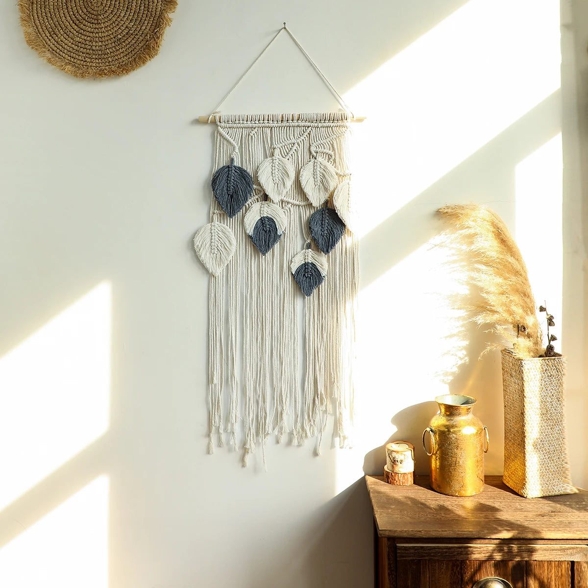 Wall Macrame Tapestry Leaf Bohemian