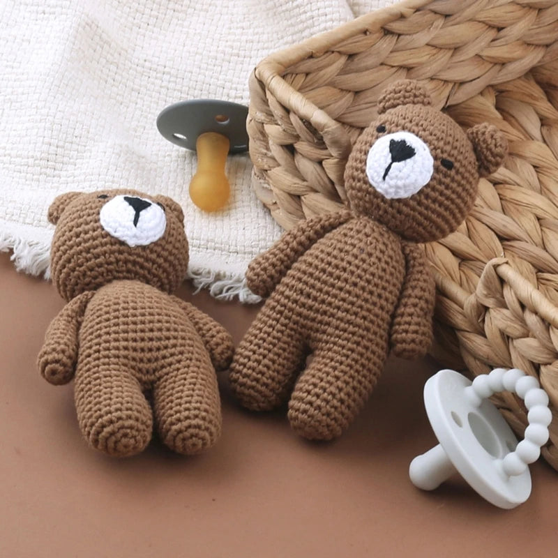 Baby Toy Cotton Crochet Bear Stuffed Animal Soft Knit Toy for Infants