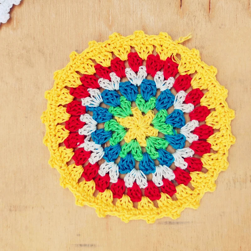 Crochet Rainbow Color Matching Dinner Coaster