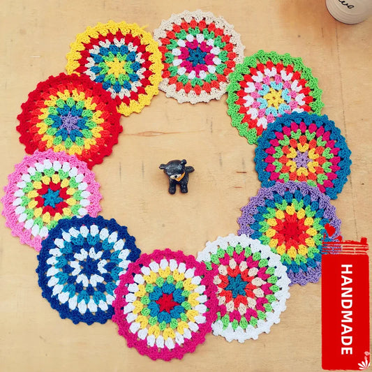 Crochet Rainbow Color Matching Dinner Coaster