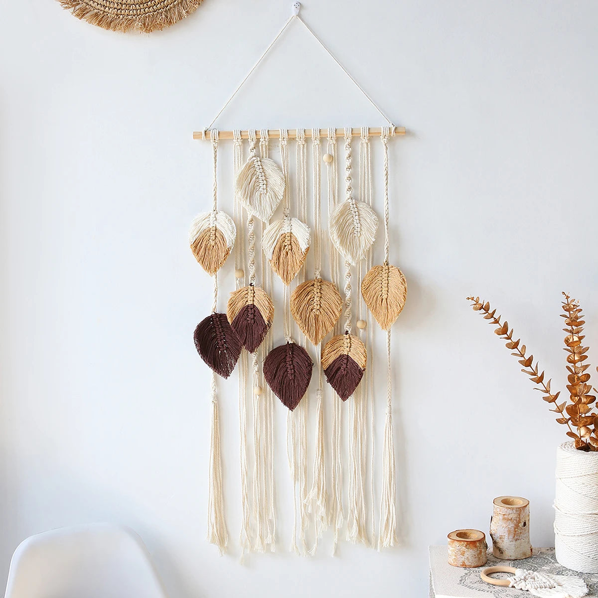 Wall Macrame Tapestry Leaf Bohemian