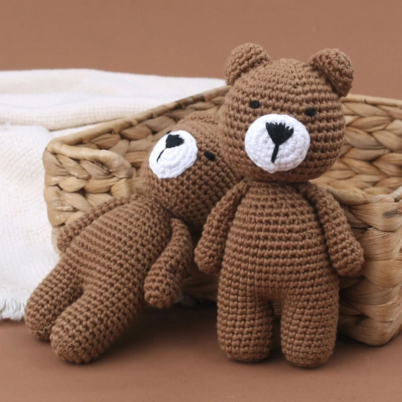 Baby Toy Cotton Crochet Bear Stuffed Animal Soft Knit Toy for Infants