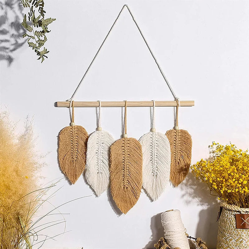 New Hand-Woven Leaf Shape Tapestry Macrame