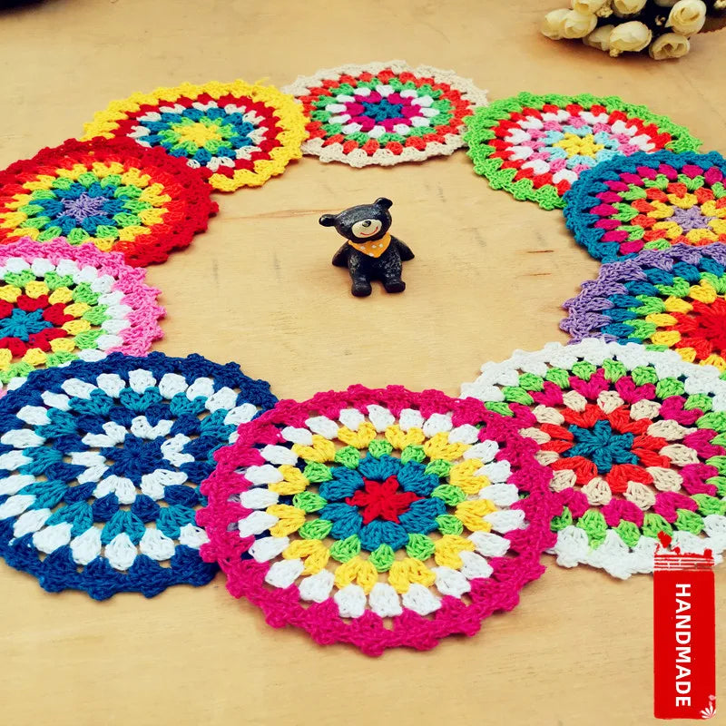Crochet Rainbow Color Matching Dinner Coaster