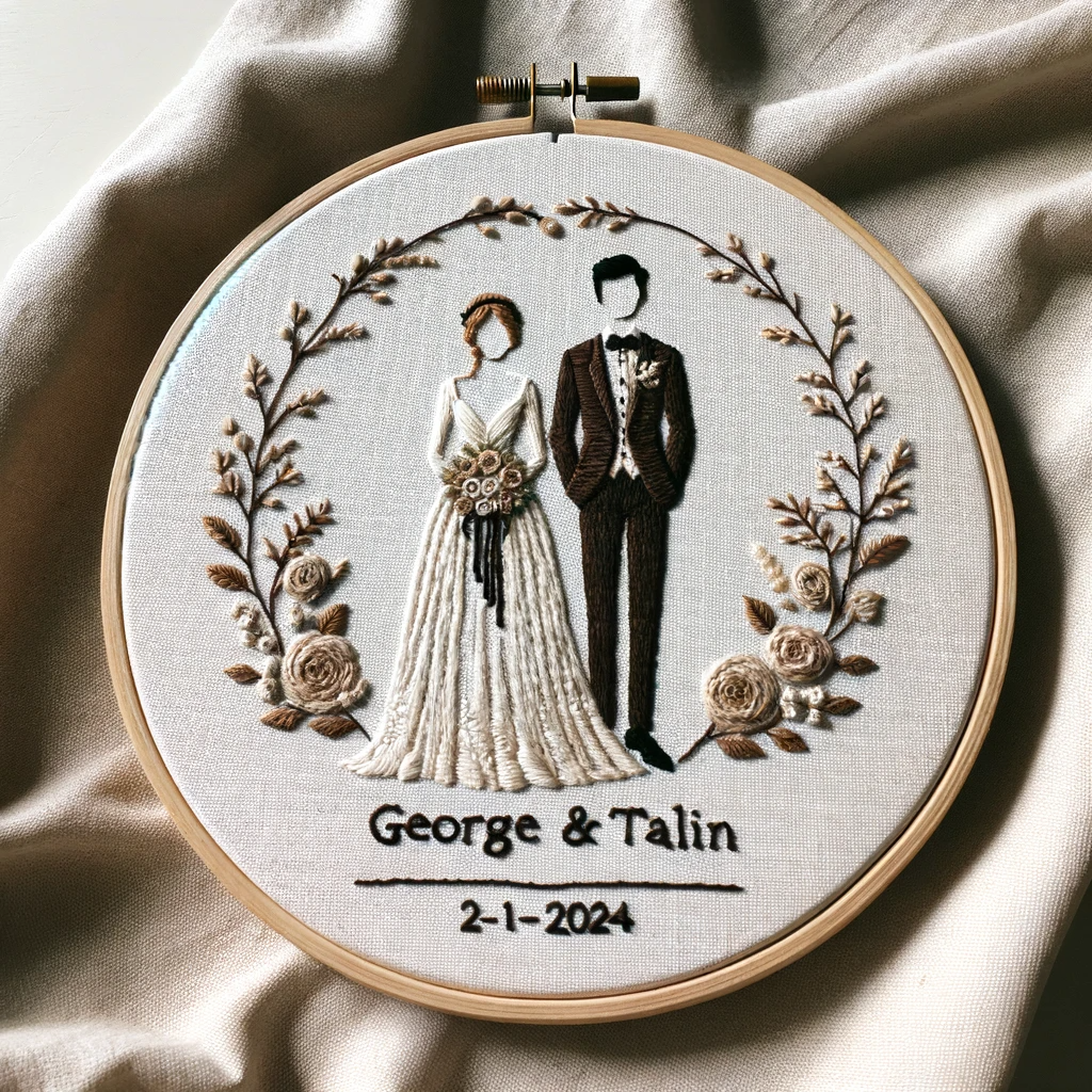 Custom Wedding Embroidery Hoop Art